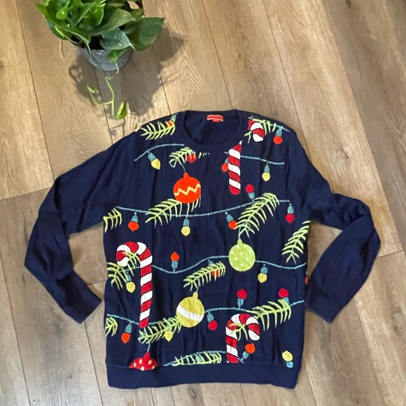 Sweaters - EUC Ugly/Festive Christmas Sweater Ornaments Navy -XL
